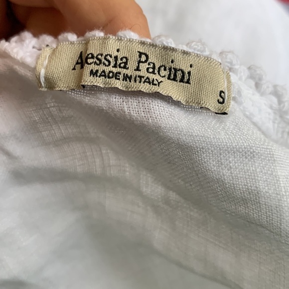 Alessia Pacini White Linen and Lace Cap Sleeve Top Small white boho‎ Lagenlook - Picture 3 of 10